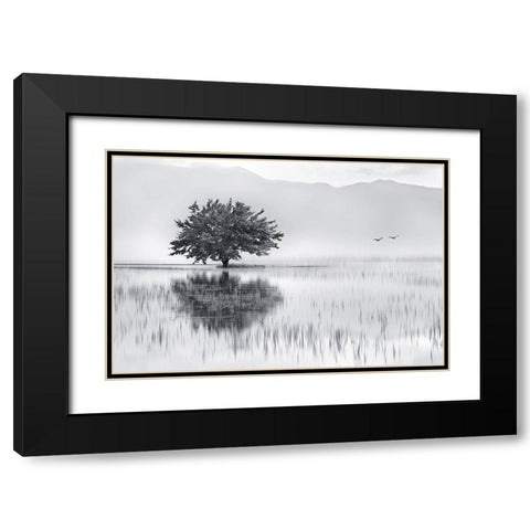 Spring Mirror Black Modern Wood Framed Art Print with Double Matting by Kaimaki, Maria