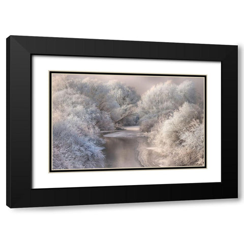 Winter Song Black Modern Wood Framed Art Print with Double Matting by Bela, Sebestyen