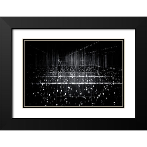 Frozen Rain Black Modern Wood Framed Art Print with Double Matting by Sing Goh, Soo