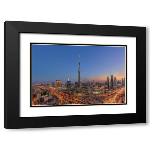 The Amazing Burj Khalifah Black Modern Wood Framed Art Print with Double Matting by Rustam, Mohammad
