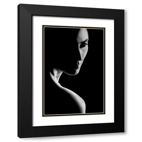 Her Black Modern Wood Framed Art Print with Double Matting by Hamooni, Ali