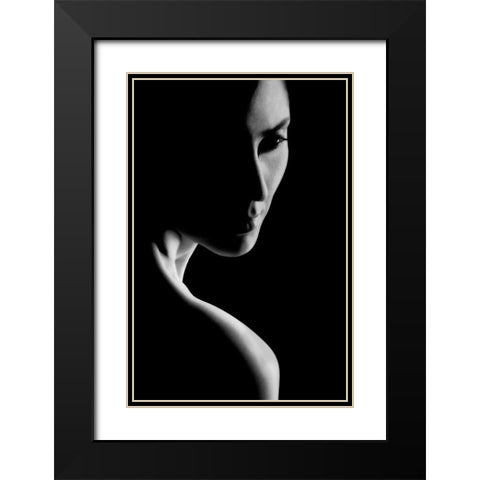 Her Black Modern Wood Framed Art Print with Double Matting by Hamooni, Ali