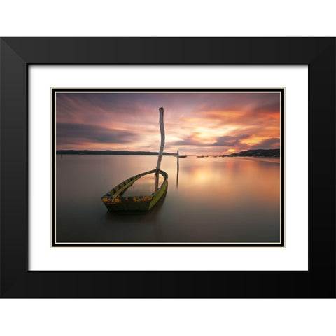 Illusions Black Modern Wood Framed Art Print with Double Matting by Borges, Hugo