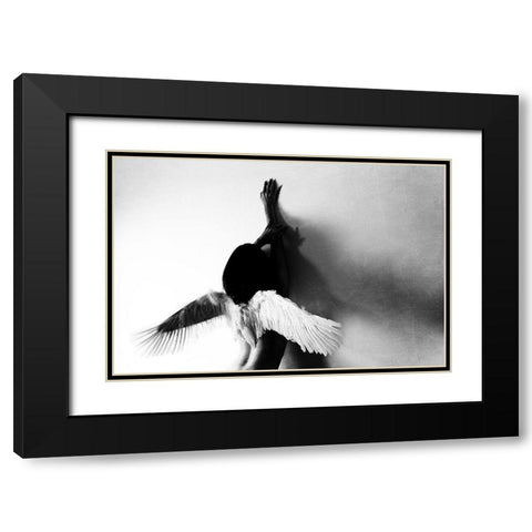 not fly Black Modern Wood Framed Art Print with Double Matting by Ikeda, Keisuke