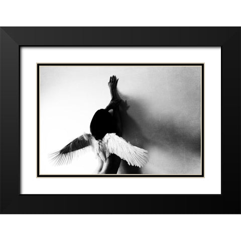 not fly Black Modern Wood Framed Art Print with Double Matting by Ikeda, Keisuke