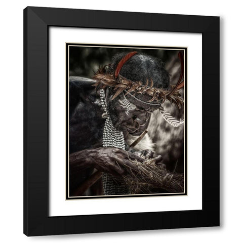 dani: to make fire Black Modern Wood Framed Art Print with Double Matting by Stranak, Pavol