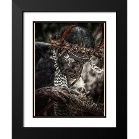 dani: to make fire Black Modern Wood Framed Art Print with Double Matting by Stranak, Pavol