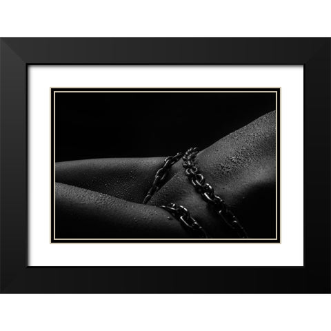 chain drops Black Modern Wood Framed Art Print with Double Matting by Glaskova, Antonia