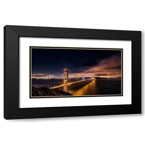 Golden Gate to Stars Black Modern Wood Framed Art Print with Double Matting by De La, Javier