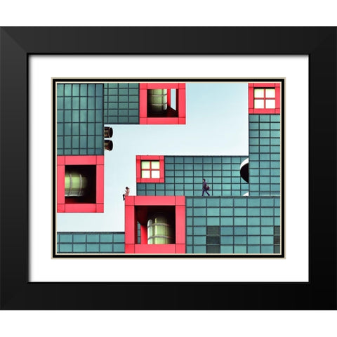 Daydream Black Modern Wood Framed Art Print with Double Matting by Tajima, Koji