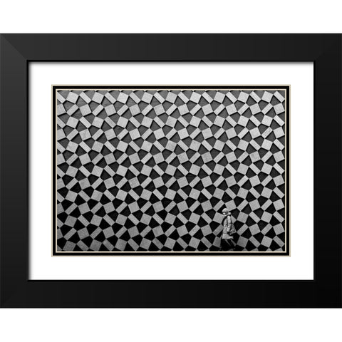 Pattern Black Modern Wood Framed Art Print with Double Matting by Tajima, Koji