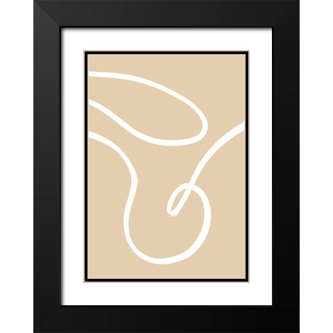 Beige Lines 02 Black Modern Wood Framed Art Print with Double Matting by Artographie Studio