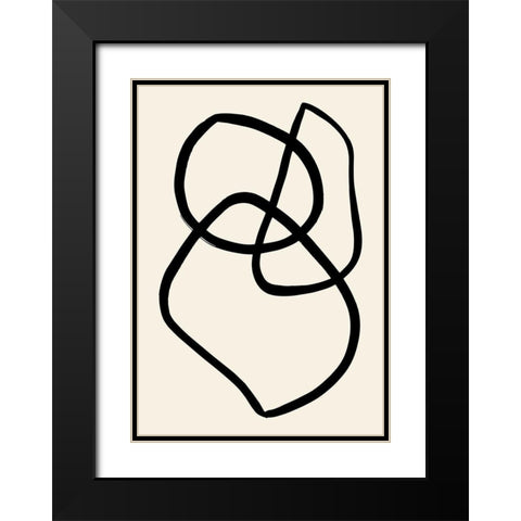Black Lines 03 Black Modern Wood Framed Art Print with Double Matting by Artographie Studio