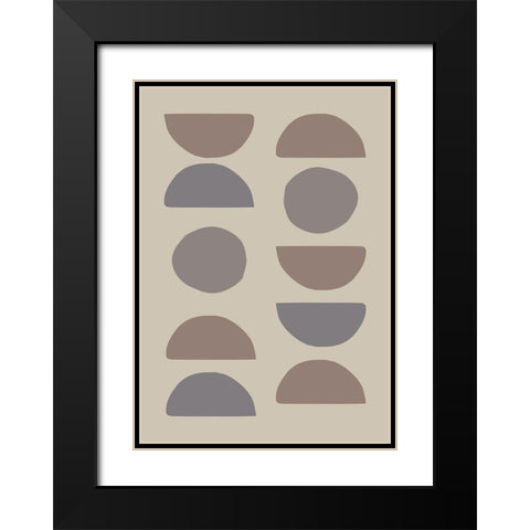 Organic Shapes 02 Black Modern Wood Framed Art Print with Double Matting by Artographie Studio