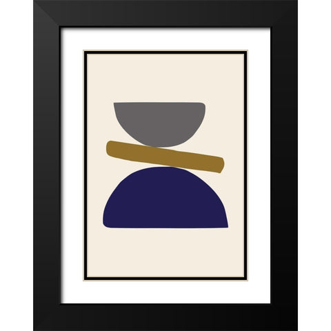 Organic Shapes 08 Black Modern Wood Framed Art Print with Double Matting by Artographie Studio