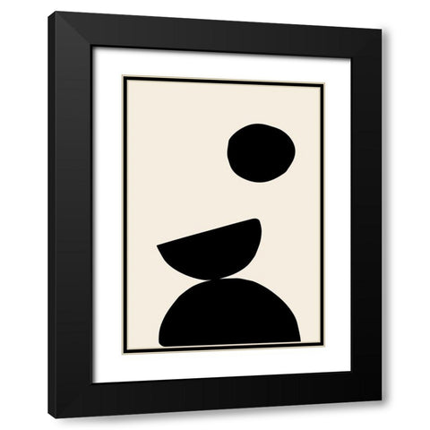 Organic Shapes 09 Black Modern Wood Framed Art Print with Double Matting by Artographie Studio