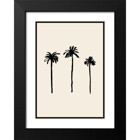 Palm Trees Black Modern Wood Framed Art Print with Double Matting by Artographie Studio