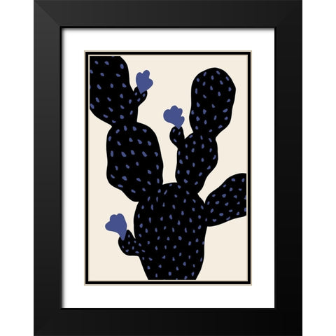 Prickle Pear Cactus Black Modern Wood Framed Art Print with Double Matting by Artographie Studio