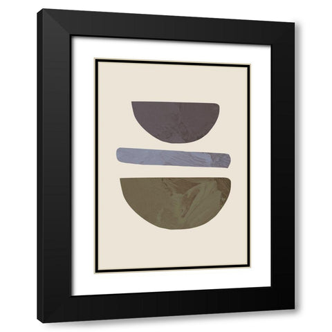 Collage 02 Beige Black Modern Wood Framed Art Print with Double Matting by Artographie Studio