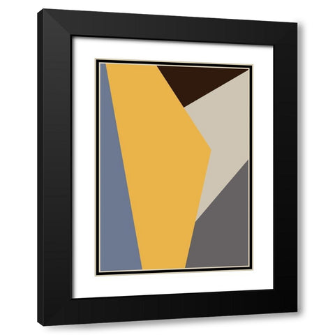 Color Blocks 01 Black Modern Wood Framed Art Print with Double Matting by Artographie Studio