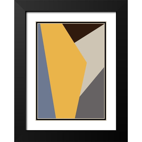 Color Blocks 01 Black Modern Wood Framed Art Print with Double Matting by Artographie Studio