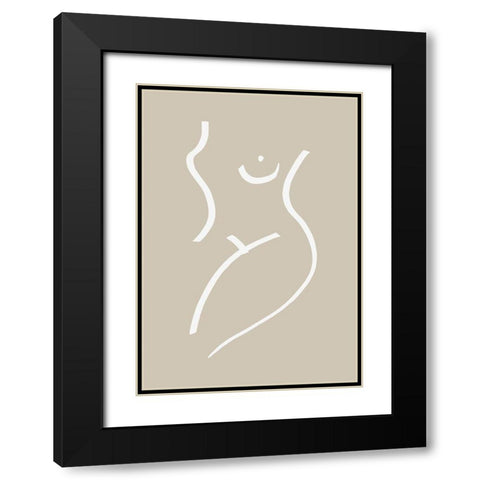Body Sketch Sand Black Modern Wood Framed Art Print with Double Matting by Artographie Studio