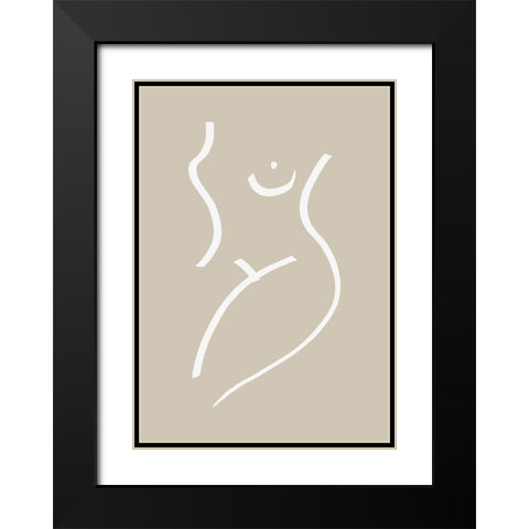Body Sketch Sand Black Modern Wood Framed Art Print with Double Matting by Artographie Studio