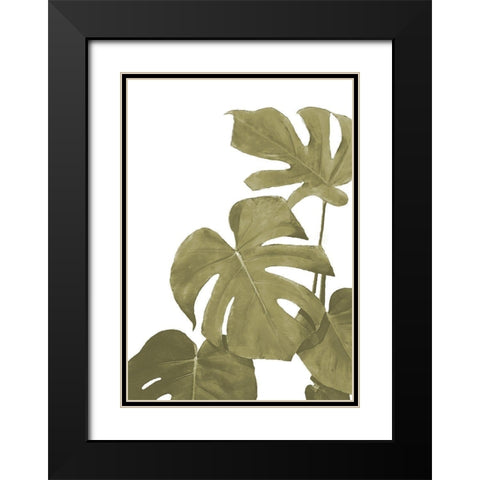 Monstera Golden 02 Black Modern Wood Framed Art Print with Double Matting by Artographie Studio