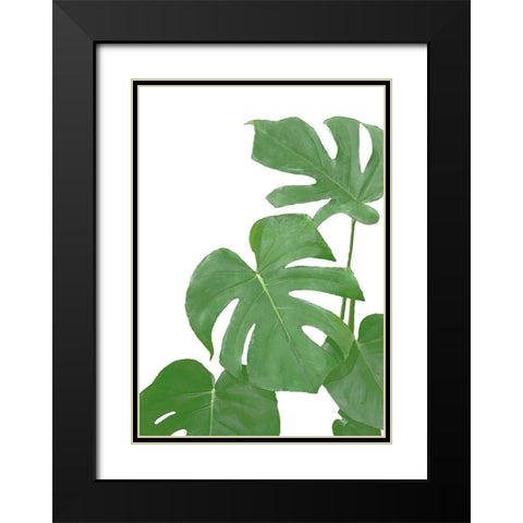 Monstera Green 03 Black Modern Wood Framed Art Print with Double Matting by Artographie Studio