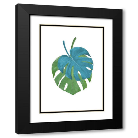 Monstera Duo 01 Black Modern Wood Framed Art Print with Double Matting by Artographie Studio