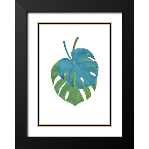 Monstera Duo 01 Black Modern Wood Framed Art Print with Double Matting by Artographie Studio