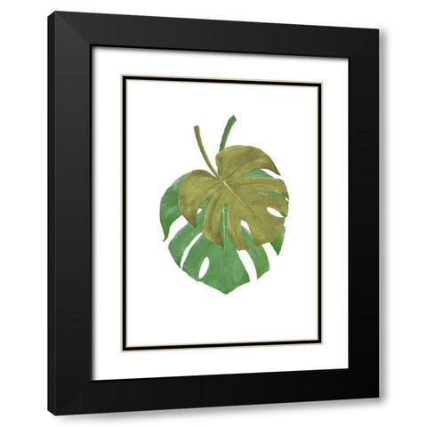 Monstera Duo 02 Black Modern Wood Framed Art Print with Double Matting by Artographie Studio