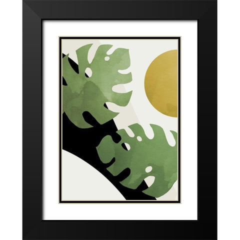 Monstera Cut Out 04 Black Modern Wood Framed Art Print with Double Matting by Artographie Studio