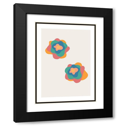 Flowers Black Modern Wood Framed Art Print with Double Matting by Artographie Studio