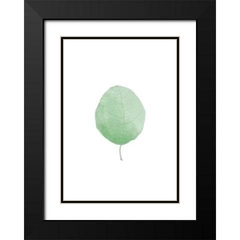 Single Leaf Black Modern Wood Framed Art Print with Double Matting by Artographie Studio