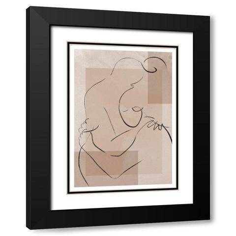 The Hug Black Modern Wood Framed Art Print with Double Matting by Artographie Studio