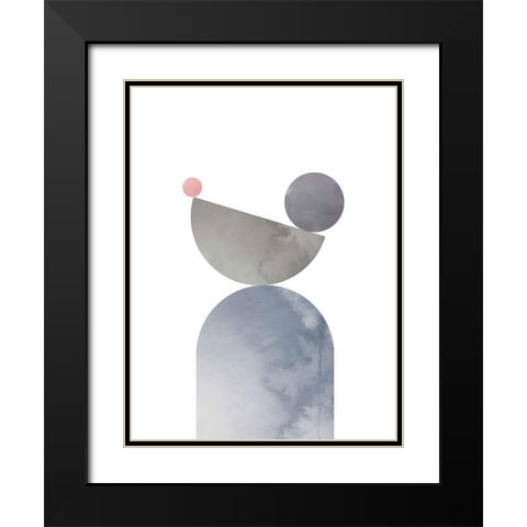 Geometrical Shapes 01 Black Modern Wood Framed Art Print with Double Matting by Artographie Studio