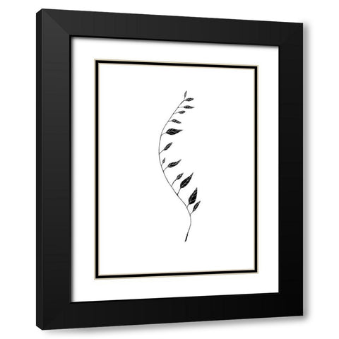 Black Leaf Black Modern Wood Framed Art Print with Double Matting by Artographie Studio