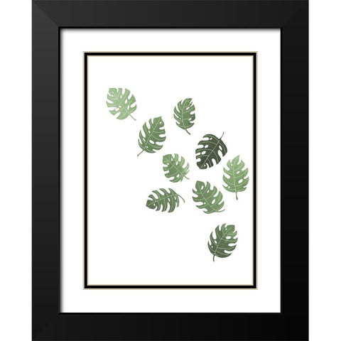 Monstera Multiples 01 Black Modern Wood Framed Art Print with Double Matting by Artographie Studio