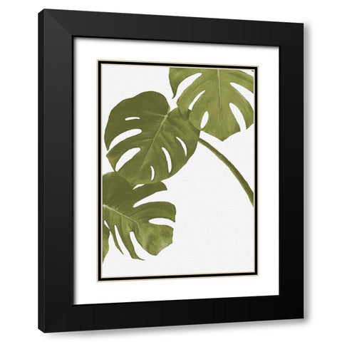 Golden Monstera 01 Black Modern Wood Framed Art Print with Double Matting by Artographie Studio
