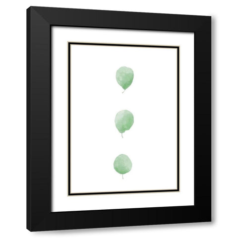 Birch Leaves in Row Black Modern Wood Framed Art Print with Double Matting by Artographie Studio