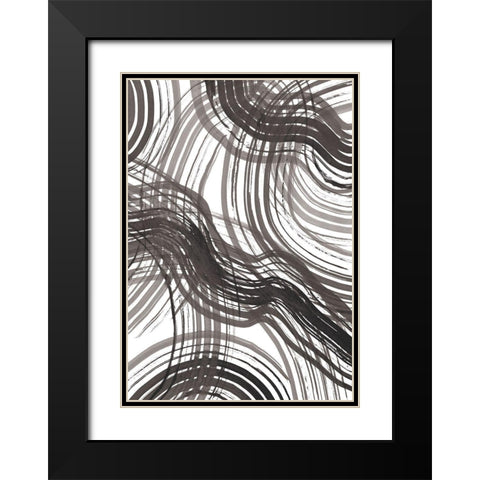Abstract Ink Black Modern Wood Framed Art Print with Double Matting by Artographie Studio