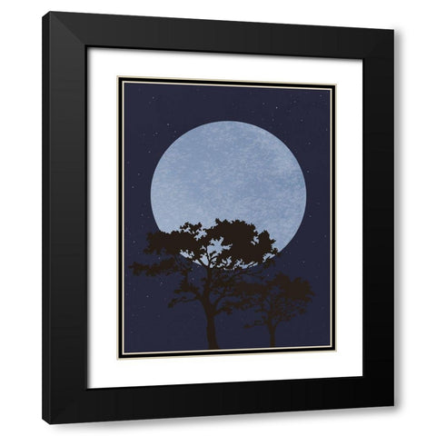 Dark Night Black Modern Wood Framed Art Print with Double Matting by Artographie Studio