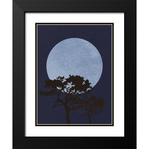 Dark Night Black Modern Wood Framed Art Print with Double Matting by Artographie Studio