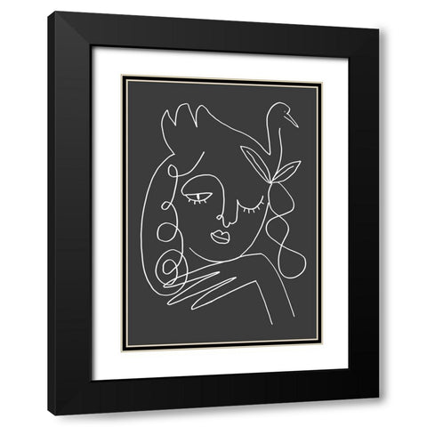 The Swan Black Black Modern Wood Framed Art Print with Double Matting by Artographie Studio