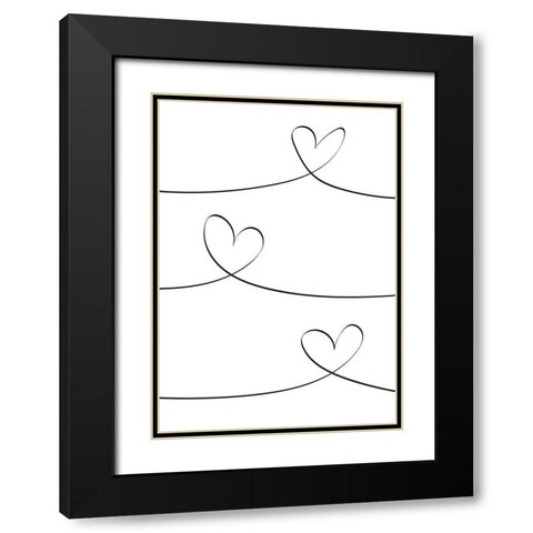 One Line 02 Black Modern Wood Framed Art Print with Double Matting by Artographie Studio