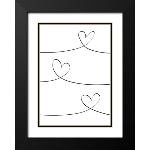 One Line 02 Black Modern Wood Framed Art Print with Double Matting by Artographie Studio