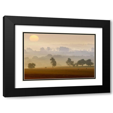 Morning View Black Modern Wood Framed Art Print with Double Matting by Krol (Bax), Piotr