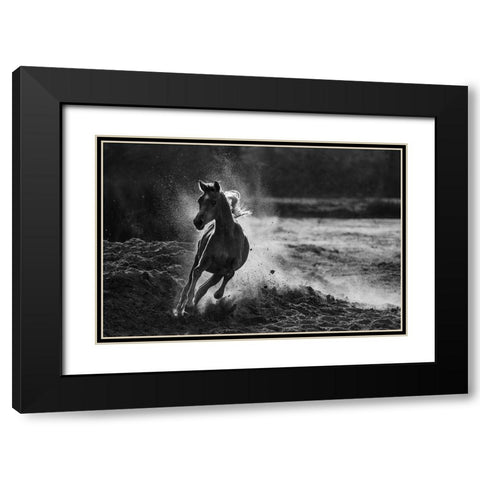 Take off Black Modern Wood Framed Art Print with Double Matting by Alnaser, Mohammed