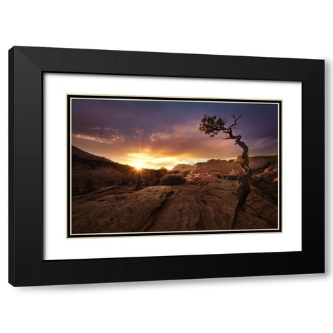 Distorted Black Modern Wood Framed Art Print with Double Matting by Vecernik, Mirko